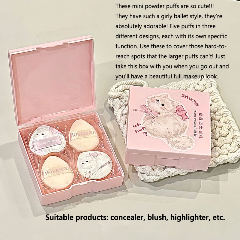 5 Buah Set Puff Jari Mini Lucu - Beauty Makeup Sponge ulasan dan harga