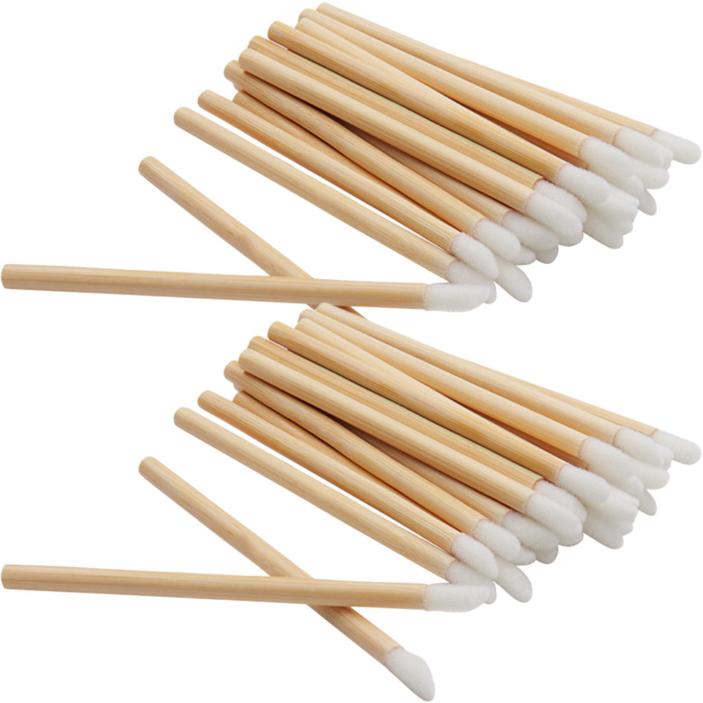 100Pcs Aplikator Lipstik Kayu  - Makeup Brush Set ulasan dan harga
